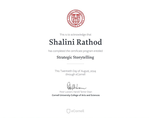 Strategic Storytelling Certification – Cornell University (USA)